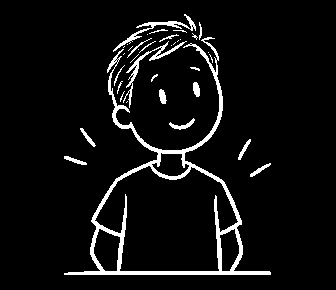 White doodle portrait of a smiling father with short hair and a T-shirt.